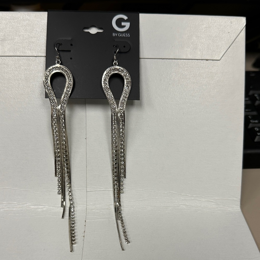 NWT Guess/Marciano Silver Loop Dangle Earrings